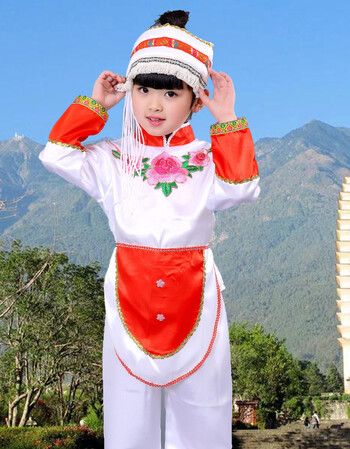 云南少数民族服装大理白族男女童装儿童舞蹈服饰学生舞台演出服装 女