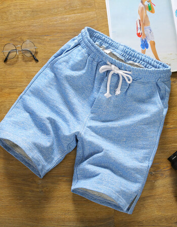 轩斯顿夏季宽松五分裤男士运动短裤韩版潮流休闲裤直筒男裤子 天蓝色