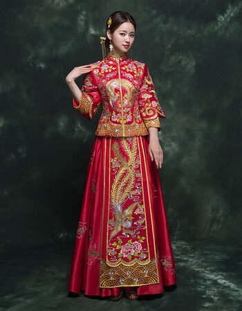 新娘中式礼服结婚秀禾服2018夏季新款龙凤褂裙婚纱凤冠霞帔古装女