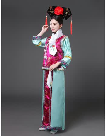 清朝古装还珠格格服装满族旗服宫女后宫甄嬛传反串班服演出服春季 玫