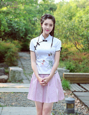 【满29减10元】民国服装毕业校服古装古筝演出服复古短款旗袍韩版