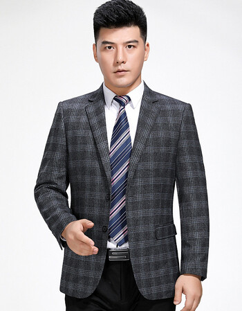 秋冬季中老年男士西服外套商务爸爸装大码中年休闲西装单件便西男