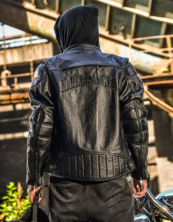 男士真皮皮衣哈雷机车骑行服连帽牛皮皮夹克青年摩托车外套潮牌冬