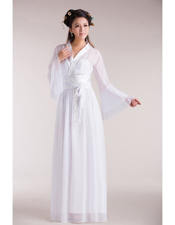 古装服装仙女装广袖流仙裙唐装汉服演出欢天喜地七仙女古装白色150