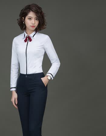 三件套商务面试正装套装女条纹西装售楼部工作服女 黑白撞色衬衫 裤子