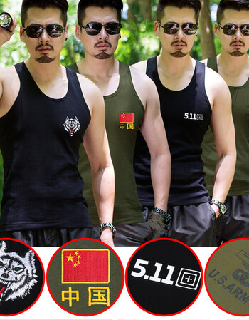 短袖背心t恤体能迷彩服部队军迷战狼军装t恤特警察作训武警半袖衣服 b