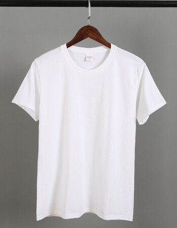 青少年男士短袖t恤圆领宽松汗衫t恤男纯色简约半袖上衣打底衫c1 白色