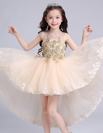 儿童白公主裙花童女童婚纱礼服钢琴演出服拖尾主持人蓬蓬裙子夏季