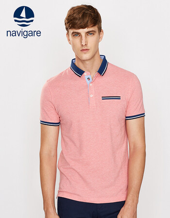 navigarepolo衫男 纳维凯尔小帆船夏季短袖翻领纯色t恤男polo衫男