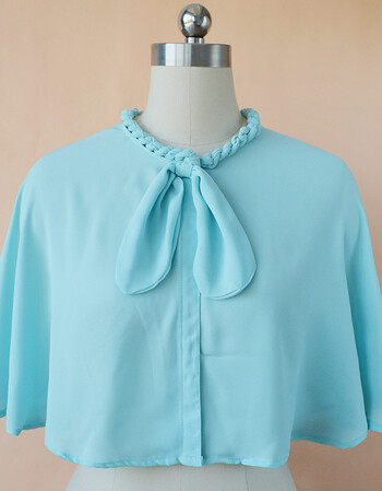 2018新款夏季防晒雪纺披肩防紫外线女短外套斗篷开衫沙滩披风 蓝绿色