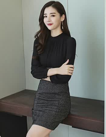 女装2018春装新款气质高腰显瘦名媛包臀一步裙韩版修身连衣裙潮 黑色