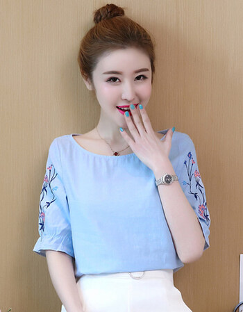 女装2018新款潮韩版碎花雪纺衫女夏装短袖衣服修身遮肚子显瘦上衣