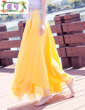 觅号(mihao)海边拖地长裙仙女8米大摆裙沙滩度假显瘦夏季金丝雪纺半身