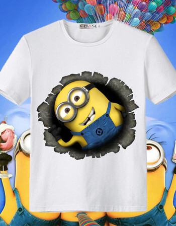 小黄人t恤男女情侣装大眼萌学生短袖衣服卑鄙的我宽松夏季上衣 2 成人