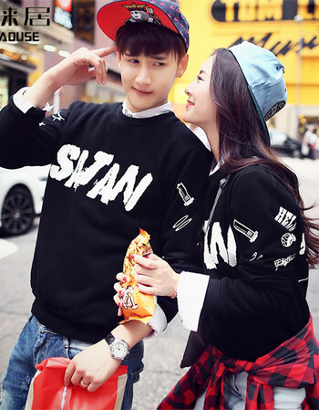 佰徕居 2015秋季情侣卫衣 潮男潮女情侣装套头卫衣 时尚运动外套男女