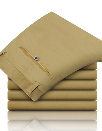 男弹力宽松韩潮显瘦休闲西装裤男直筒青年百搭裤子男潮牌 深卡其布色