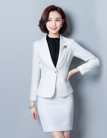 职业装女装套裙2018春面试正装工作服白色商务西装套装女气质西服