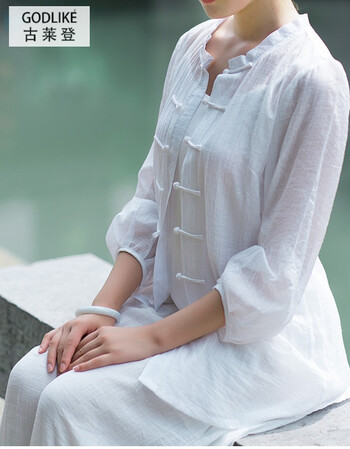古莱登新品日常瑜伽茶服禅修服禅衣居士夏款女装中式天丝麻防晒薄款