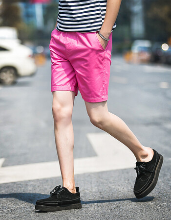 卓尔雷登街拍华 流新款短裤男装 休闲短裤男 粉红色 5xl