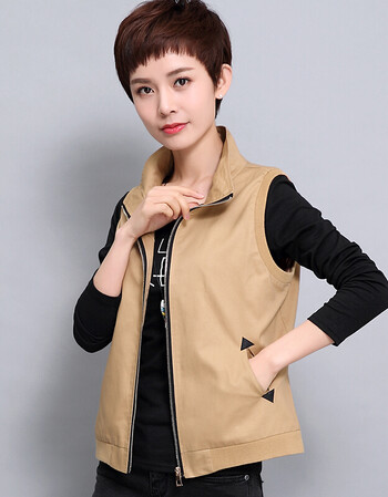 女式马甲背心坎肩春秋休闲短款无袖外套中老年人妈妈装女士马夹