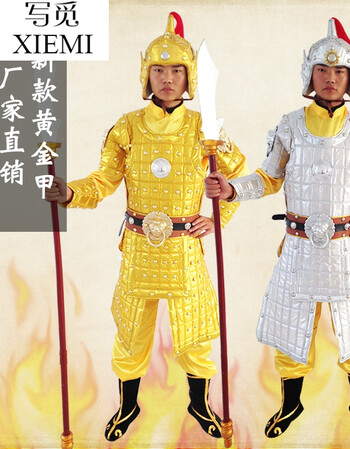 黄金甲古代士兵服装男古装戏曲表演装唐装盔甲铠甲头盔将军服汉服2018