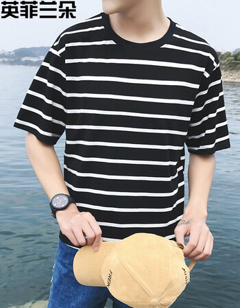 英菲兰朵夏季迷彩短袖t恤男韩版潮流学生宽松男士半截袖t桖五分袖小衫