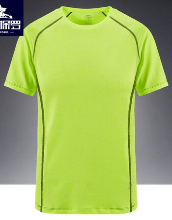 传奇保罗夏季速干短袖t恤男圆领加大码宽松运动半袖衫速干衣体恤 绿色
