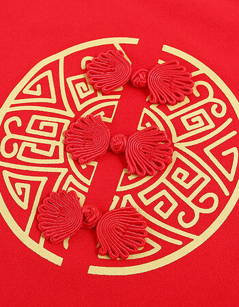 男女宝宝百日周岁唐装红色春秋连体衣满月百天儿童新年礼服 春秋款红