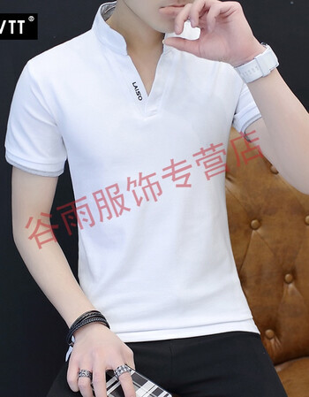 t恤男2018新款男装半袖体恤打底衫男v领polo衫白色上衣服小衫 t178
