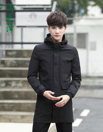 风衣新款男中长款2017秋季男士韩版修身春秋装连帽潮男装大衣褂子