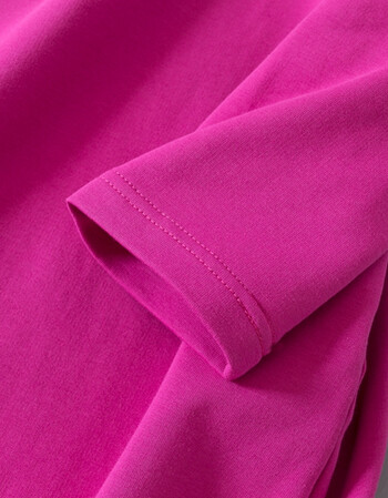 原创设计 复古轻文艺 纯色弹力棉针织连衣裙 打底长裙 玫红色 单一码