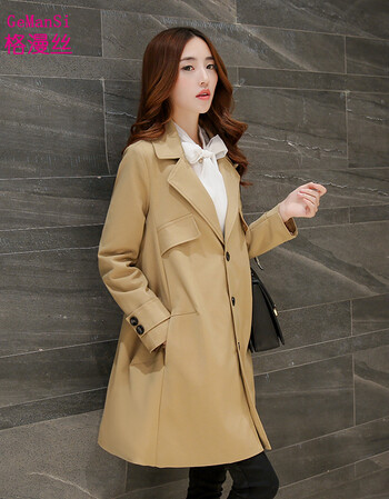 格漫丝 gemansi 2015秋冬新款韩版修身显瘦长袖翻领风衣女气质百搭薄