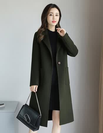 冬装新款女装时尚显瘦韩版中长款双面尼子大衣羊毛呢大衣毛呢外套