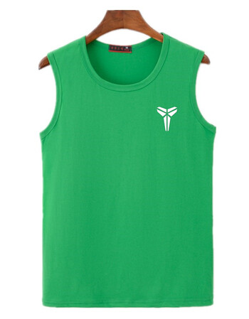 凉情棉无袖背心男士加肥加大码t恤青少年运动坎肩 宽松汗衫 绿色科比