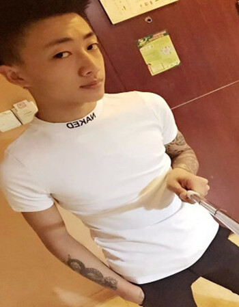 du2018夏快手红人男士修身紧身圆领社会精神小伙3d短袖体tt恤小衫潮