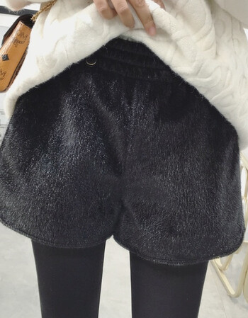 冬季新款韩版松紧腰马毛休闲裤女百搭宽松显瘦高腰呢子外穿短裤潮