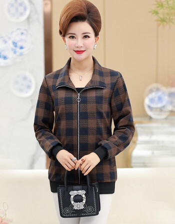 妈妈装拉链短款休闲外套夹克大码女装2018新款春秋中年女士夹克衫