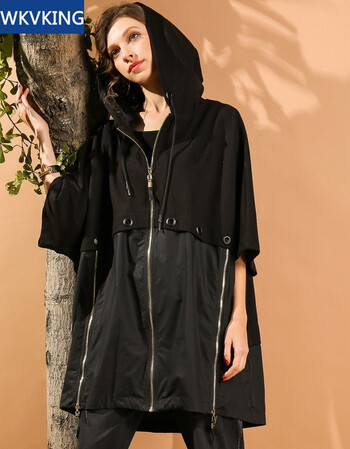 wkvking潮牌咫尺2018春秋装新款宽松中长款拉链外套女装大码休闲显瘦