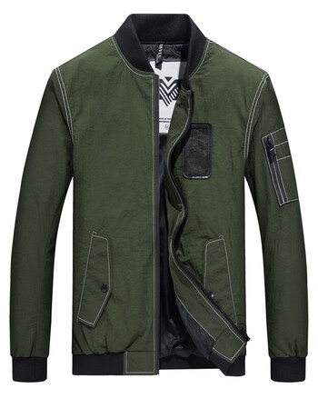 2018春季潮流前线款春装薄款夹克男装外套上衣服 军绿色 m