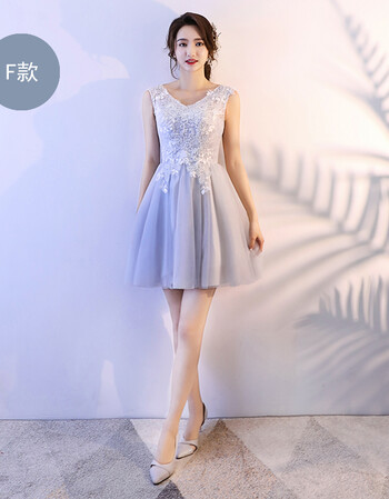 果果木伴娘服短款2018新款韩版夏短裙伴娘团礼服女姐妹裙灰色宴会晚