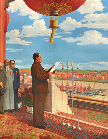 yy开国大典恢弘油画布客厅装饰画像伟人海报挂画办公室像墙画sn9329