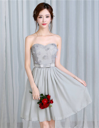 白色姊妹连衣裙女季学生姐妹团晚礼服新品款伴娘团礼服 a抹胸烟灰色