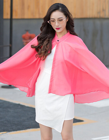 夏天季百搭防晒披肩女骑车外套沙滩巾女士防紫外线开车披风斗篷lj