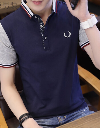 纯棉男衫带领男士短袖t恤有领子青年夏季薄款韩版帅气潮上衣服土 宝