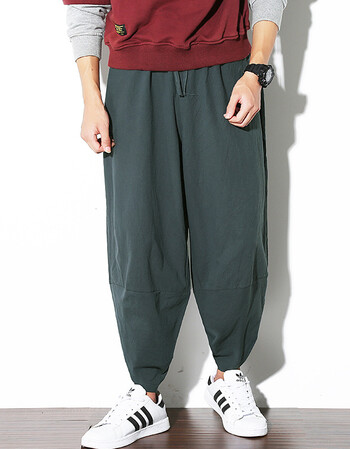 uyuk中国风秋季新品男士宽松棉麻休闲萝卜裤尼泊尔灯笼裤大裆哈伦裤