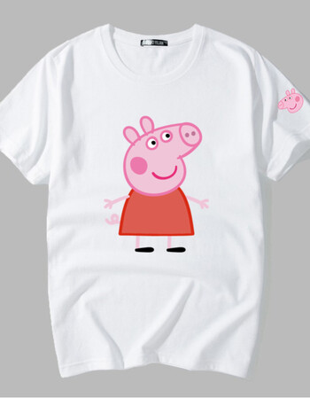 潮牌小猪佩奇衣服男女学生体恤卡通佩琪半袖小猪佩奇短袖成人t恤 白色