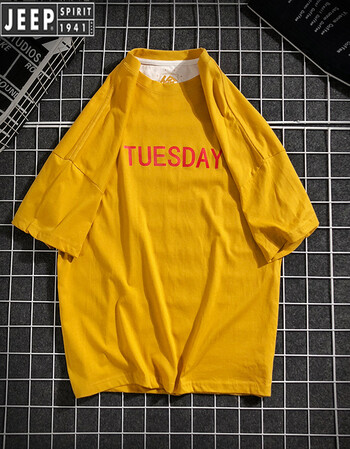 短袖t恤男2018夏季新款网格字母情侣衣服男女潮流时尚百搭体恤 黄色 m