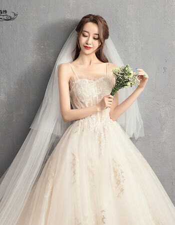 婚纱2018新款长拖尾吊带公主简约梦幻齐地夏季抹胸新娘结婚礼服女