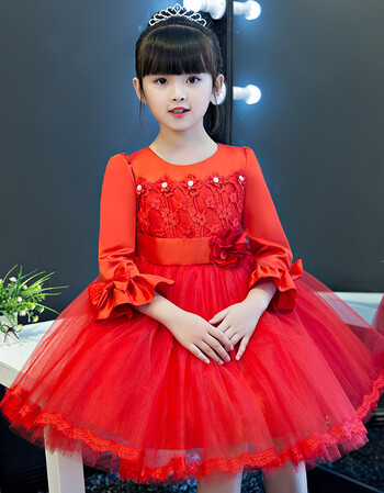 蓬蓬纱连衣裙夏季小女孩裙子儿童洋气公主裙 红色春款长袖(送发箍)