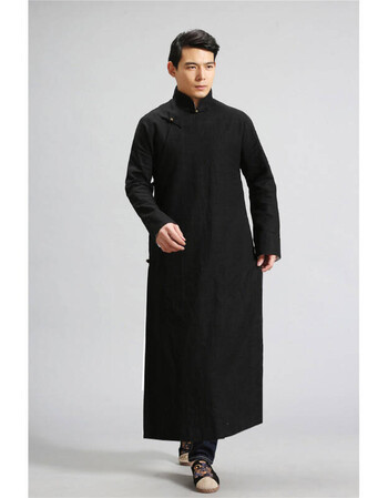 男装 唐装/中山装 南极人 中国风男装复古棉麻长衫相声服评书大褂表